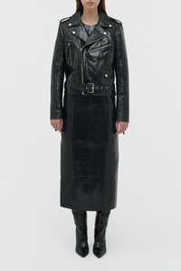 Anton Biker Jacket in Black Lizard