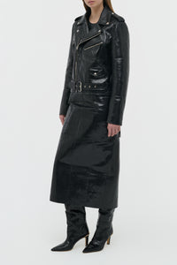 Anton Biker Jacket in Black Lizard