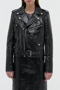 Anton Biker Jacket in Black Lizard