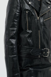 Anton Biker Jacket in Black Lizard