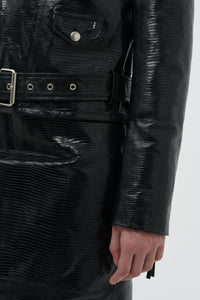 Anton Biker Jacket in Black Lizard