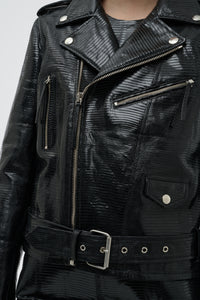 Anton Biker Jacket in Black Lizard