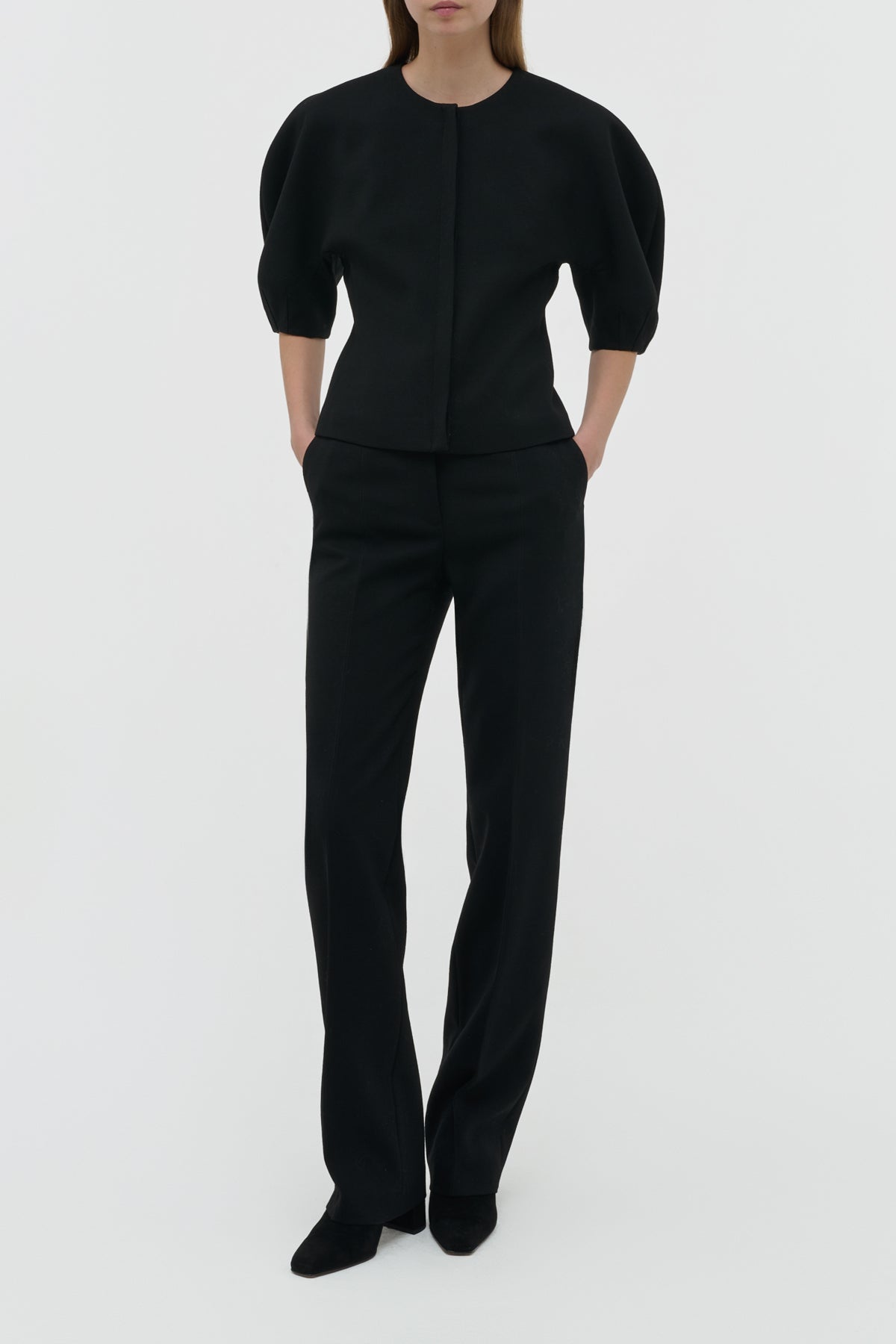 Cecilia Pant in Black Recycled Wool