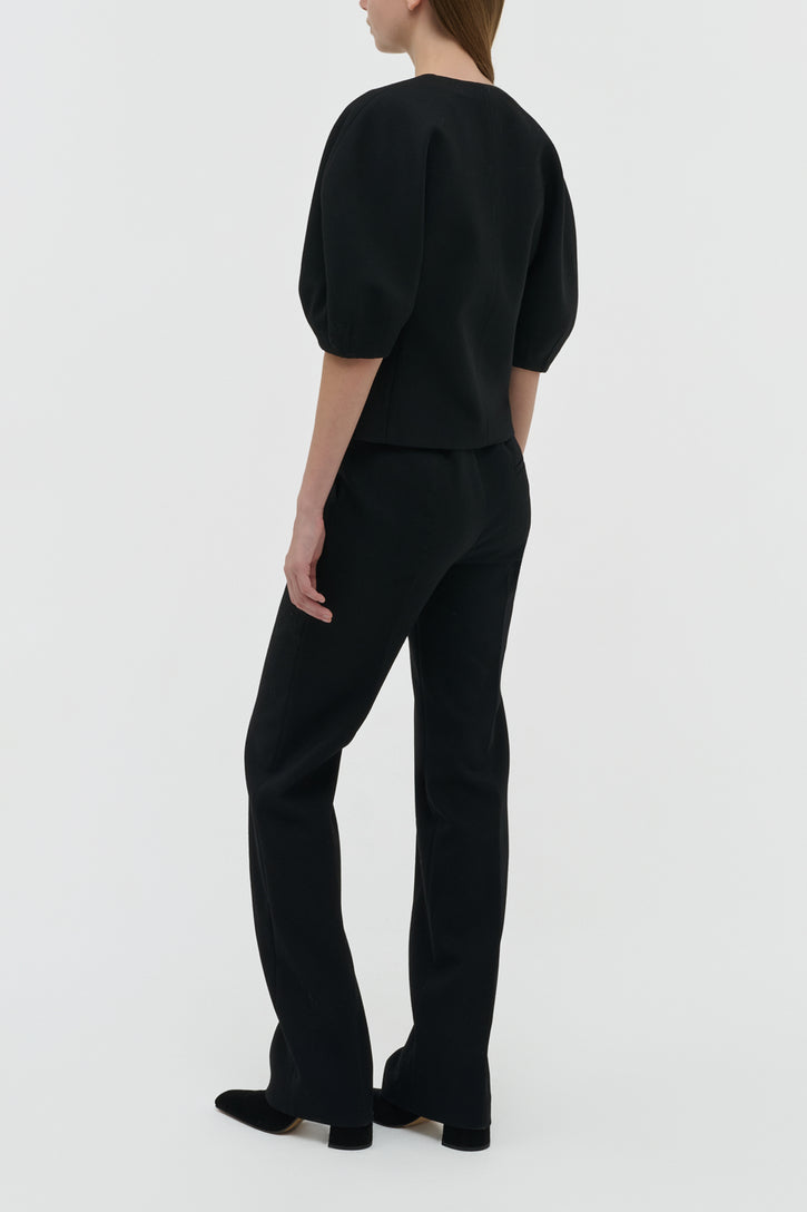 Waverly Top in Black Recycled Wool