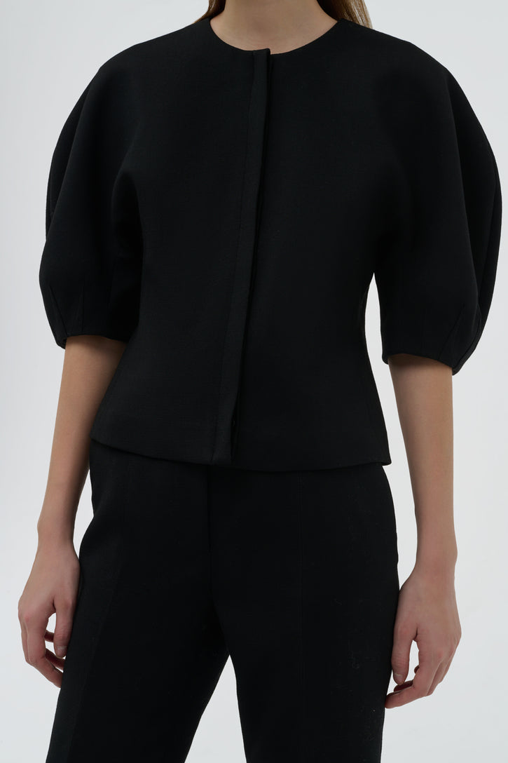 Waverly Top in Black Recycled Wool