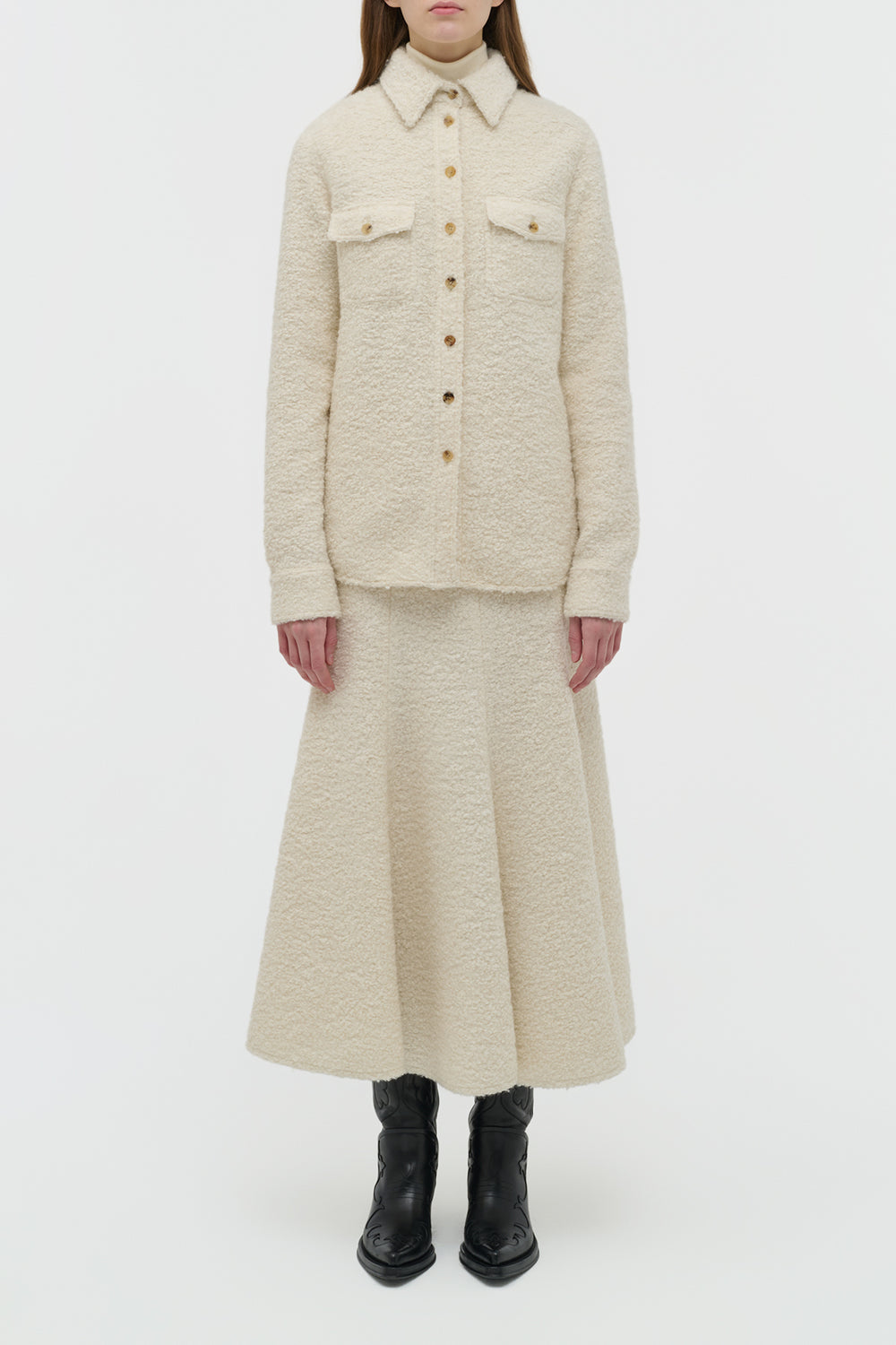 John Austin Shirt in Ivory Recycled Cashmere Boucle