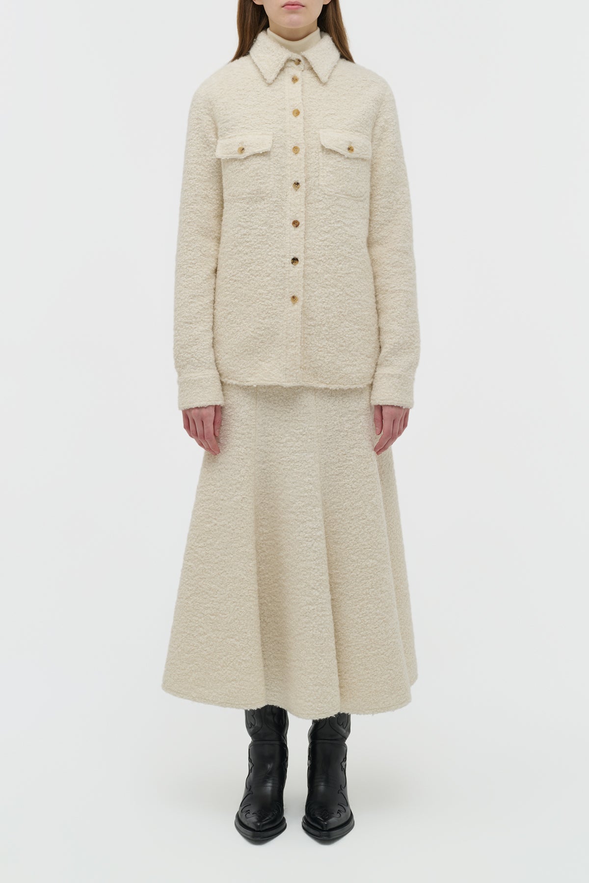 John Austin Shirt in Ivory Recycled Cashmere Boucle