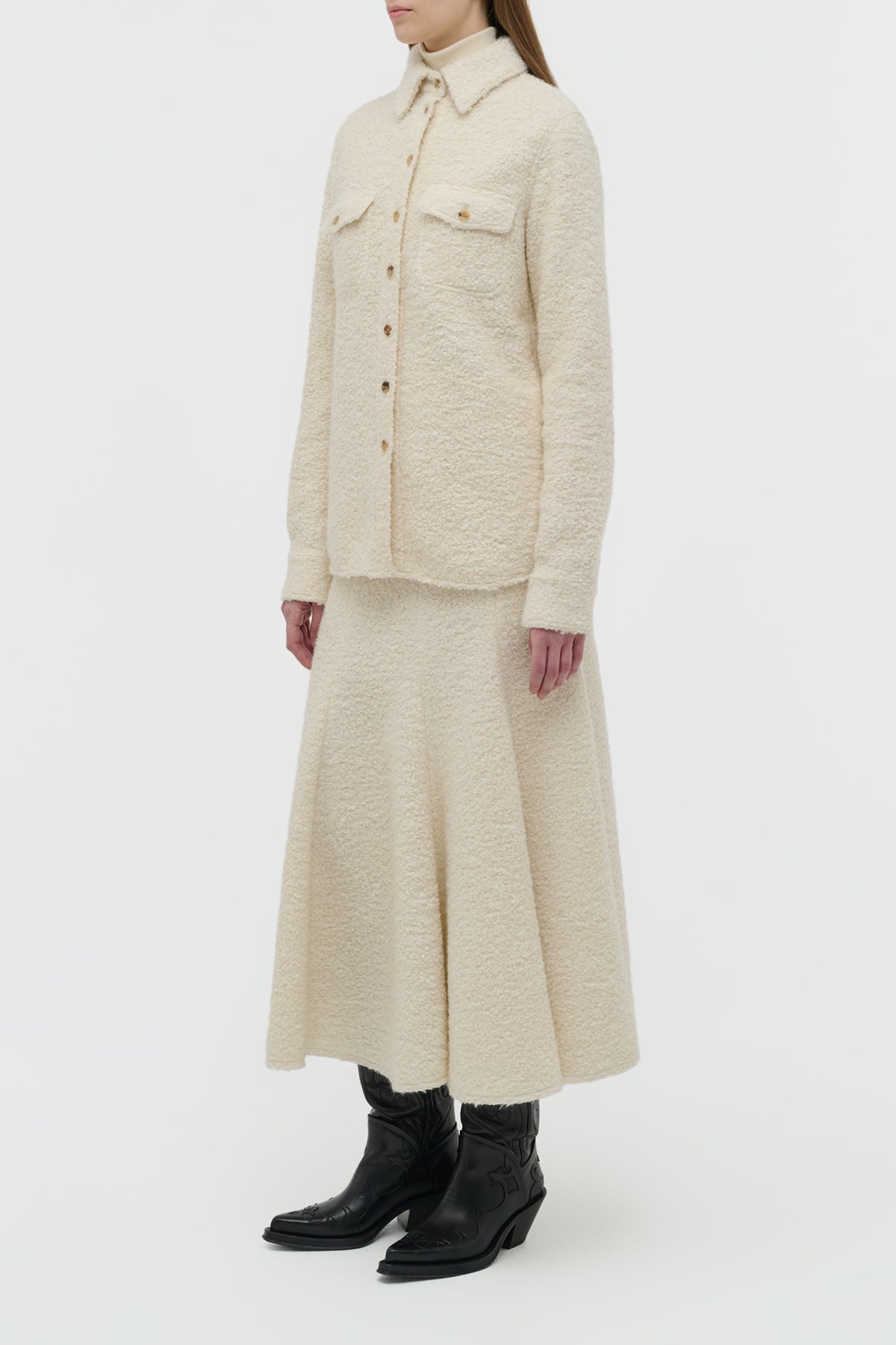 John Austin Shirt in Ivory Recycled Cashmere Boucle