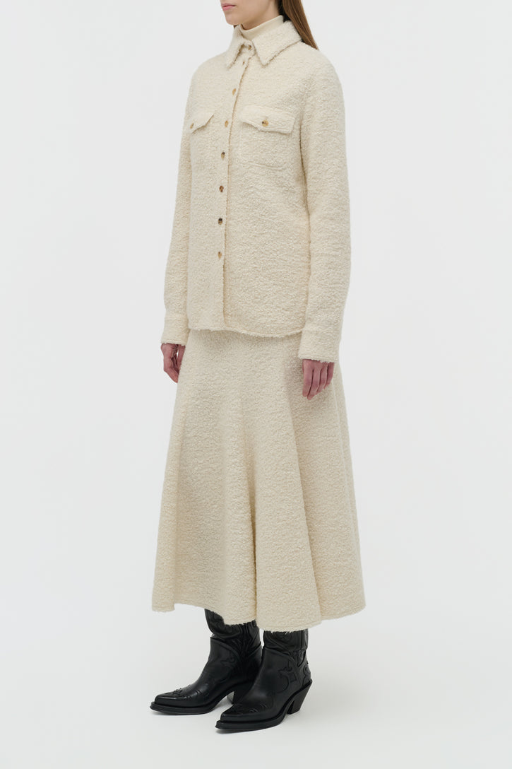 John Austin Shirt in Ivory Recycled Cashmere Boucle