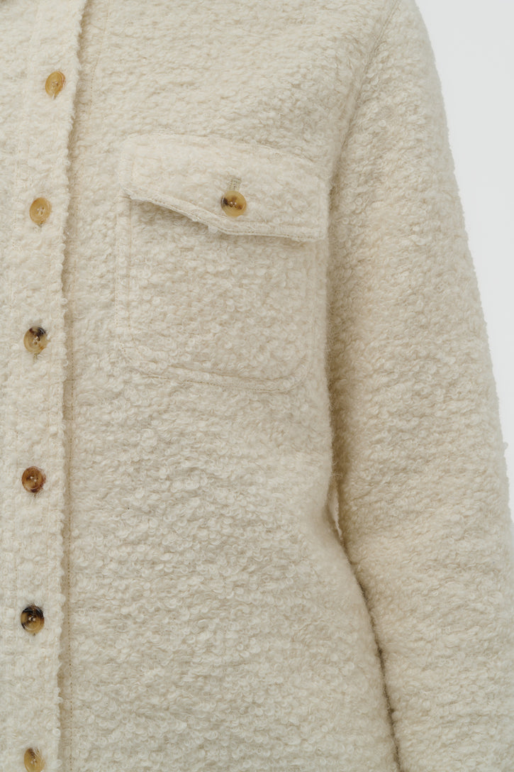 John Austin Shirt in Ivory Recycled Cashmere Boucle