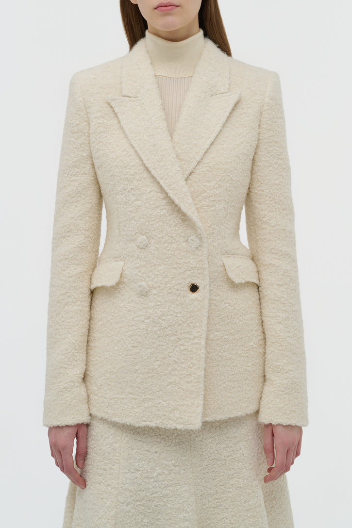 Stephanie Blazer in Ivory Recycled Cashmere Boucle