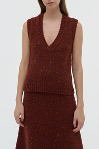 Solomon Knit Vest in Burnt Sienna Multi Speckle Cashmere