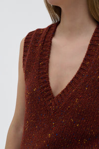Solomon Knit Vest in Burnt Sienna Multi Speckle Cashmere