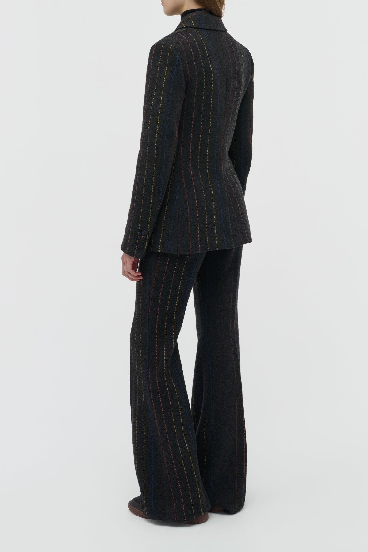 Leiva Blazer in Charcoal Multi Pinstripe Wool Cashmere