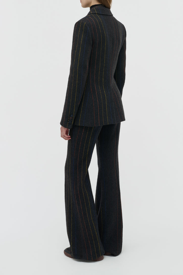 Leiva Blazer in Charcoal Multi Pinstripe Wool Cashmere