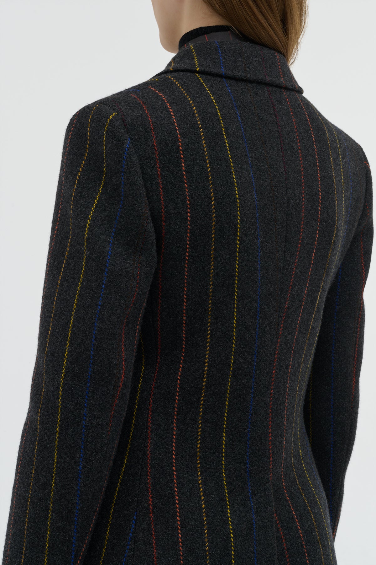 Leiva Blazer in Charcoal Multi Pinstripe Wool Cashmere