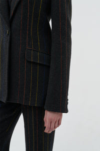 Leiva Blazer in Charcoal Multi Pinstripe Wool Cashmere