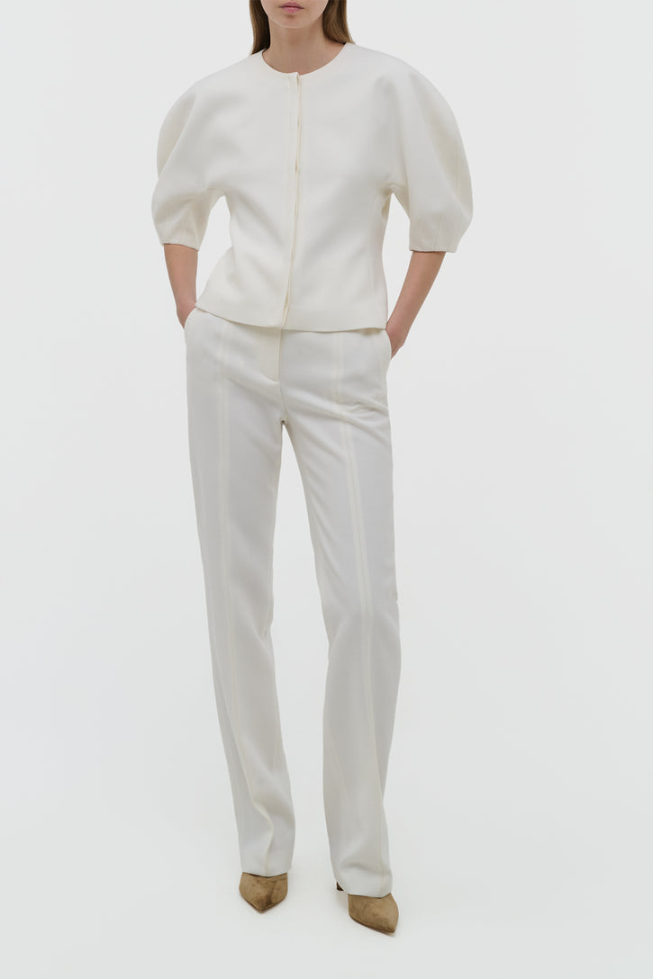 Waverly Top in Ivory Recycled Wool