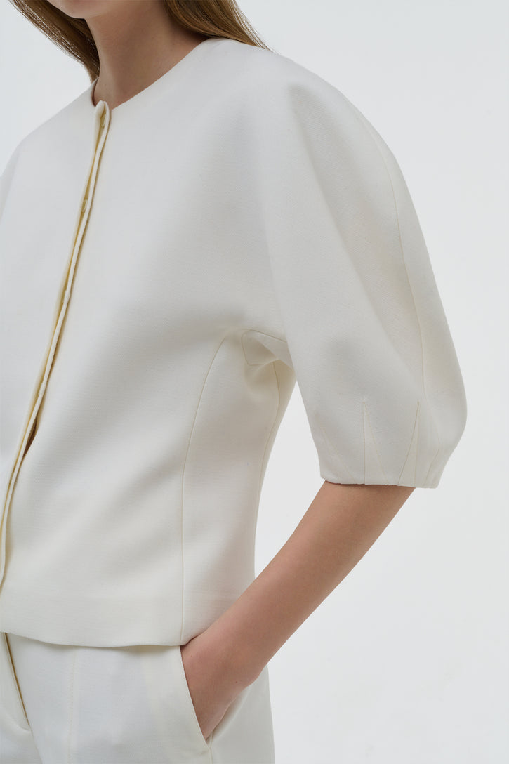 Waverly Top in Ivory Recycled Wool