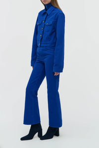 Ezra Bootcut Cropped Jean in Cobalt Recycled Cotton Denim