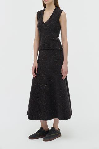Solomon Knit Vest in Charcoal Multi Speckle Cashmere