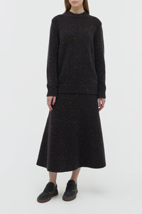 Alfie Knit Sweater in Charcoal Multi Speckled Aran Cashmere