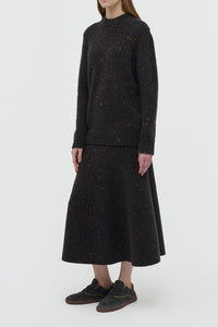 Alfie Knit Sweater in Charcoal Multi Speckled Aran Cashmere