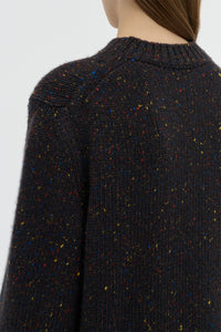 Alfie Knit Sweater in Charcoal Multi Speckled Aran Cashmere