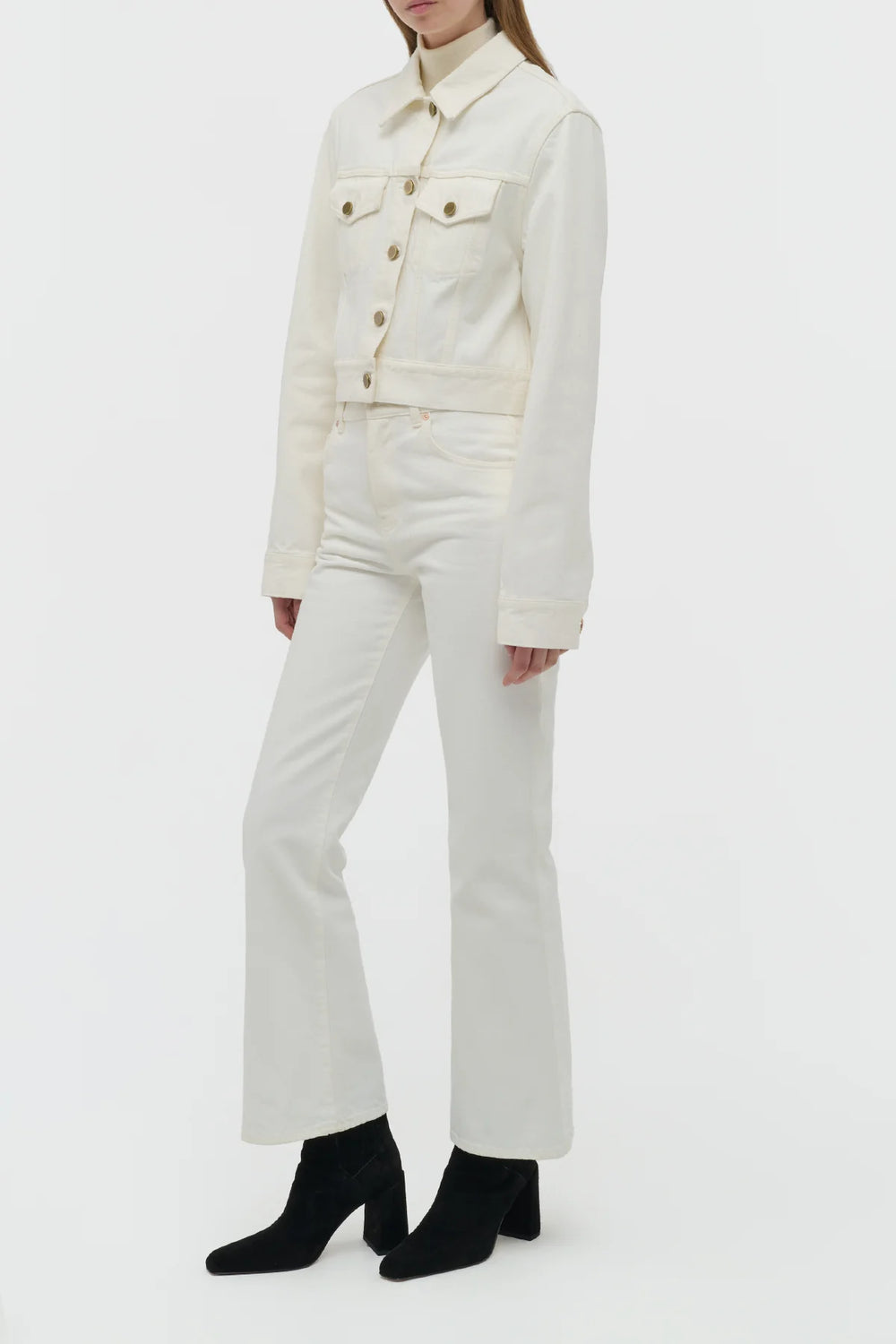 Bronte Jacket in White Recycled Cotton Denim