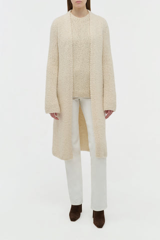 Uxia Knit Cardigan in Ivory Cashmere Boucle