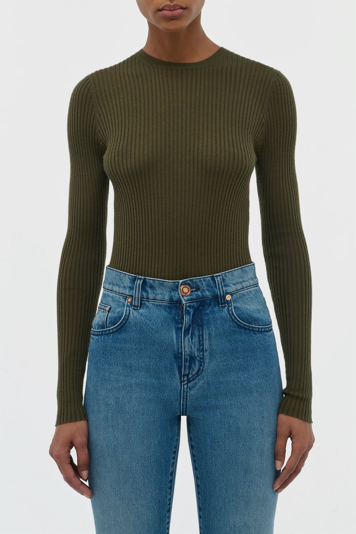 Browning Knit Sweater in Olive Cashmere Silk