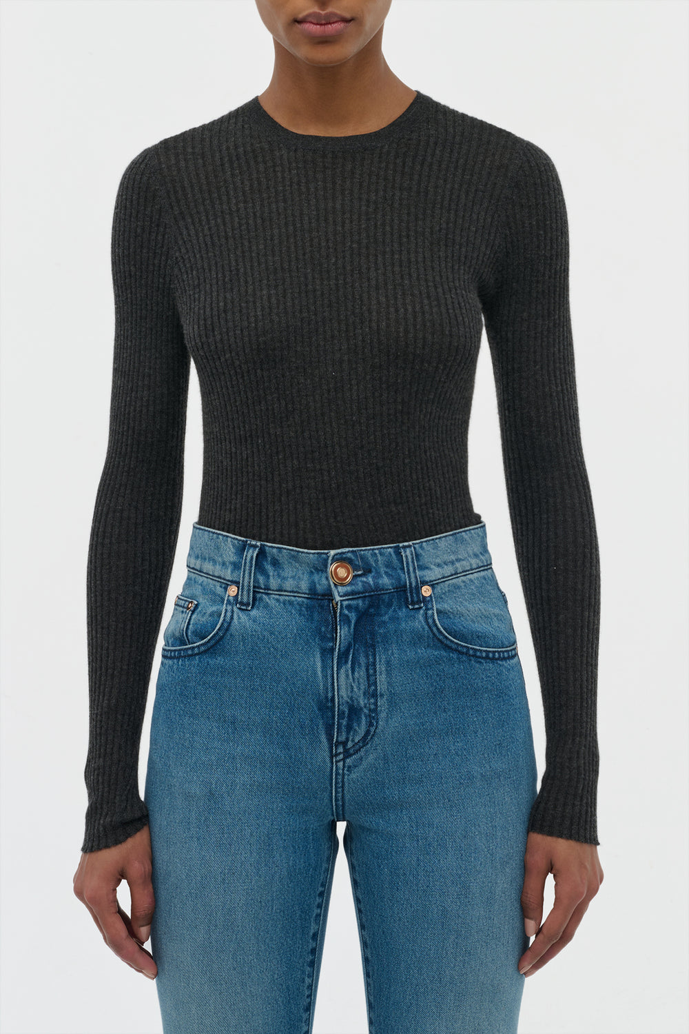 Browning Knit Sweater in Charcoal Cashmere Silk