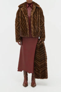 Torstein Coat in Mahogany Recycled Mink Fur