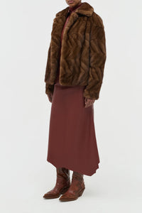 Torstein Coat in Mahogany Recycled Mink Fur