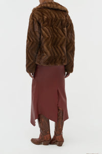 Torstein Coat in Mahogany Recycled Mink Fur