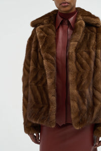 Torstein Coat in Mahogany Recycled Mink Fur