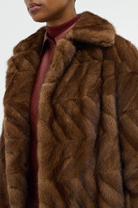Torstein Coat in Mahogany Recycled Mink Fur
