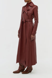 Pavel Raw Cut Trench Coat in Burnt Sienna Soft Leather