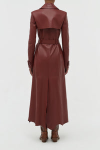 Pavel Raw Cut Trench Coat in Burnt Sienna Soft Leather
