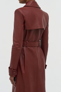 Pavel Raw Cut Trench Coat in Burnt Sienna Soft Leather
