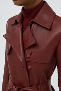 Pavel Raw Cut Trench Coat in Burnt Sienna Soft Leather