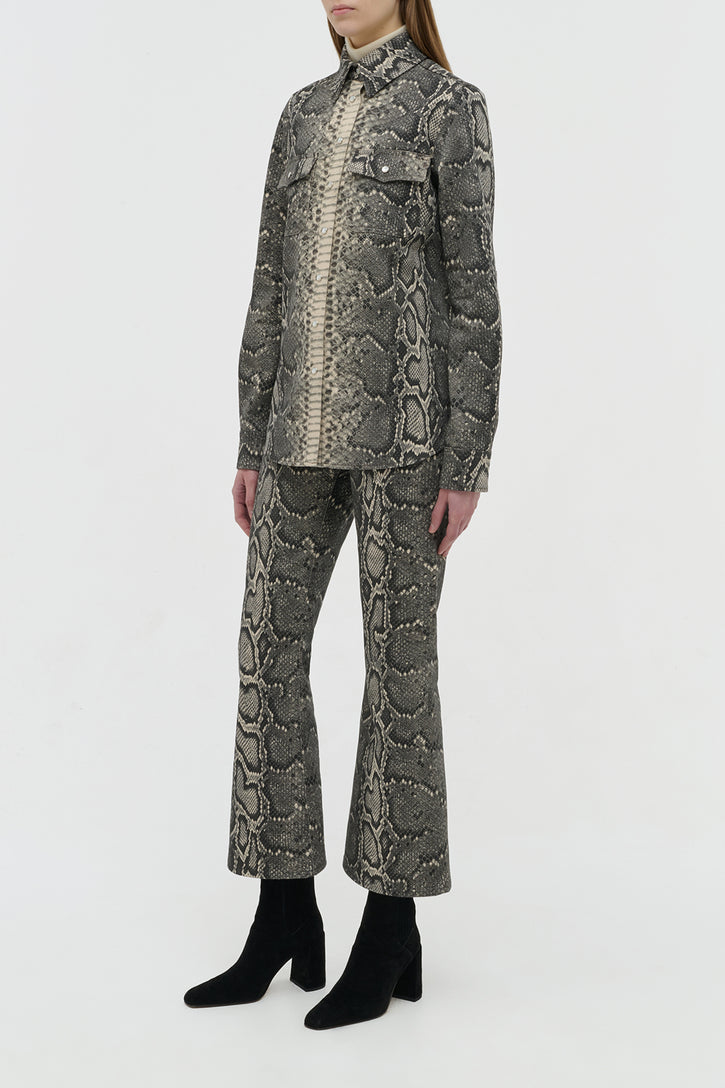 John Austin Shirt in Greyscale Recycled Printed Cotton Denim