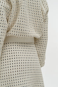 Odin Bomber Jacket in White Woven Leather