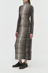 Bragi Knit Maxi Skirt in Greyscale Cashmere Silk