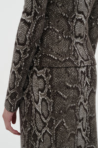 Bragi Knit Maxi Skirt in Greyscale Cashmere Silk