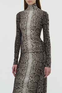 Beda Knit Turtleneck in Greyscale Cashmere Silk