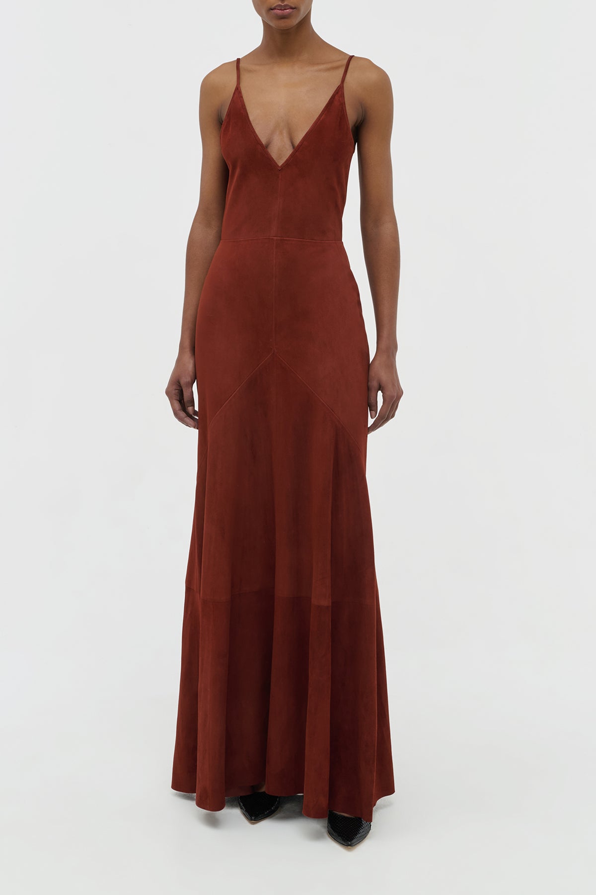 Brigita Slip Dress in Burnt Sienna Suede