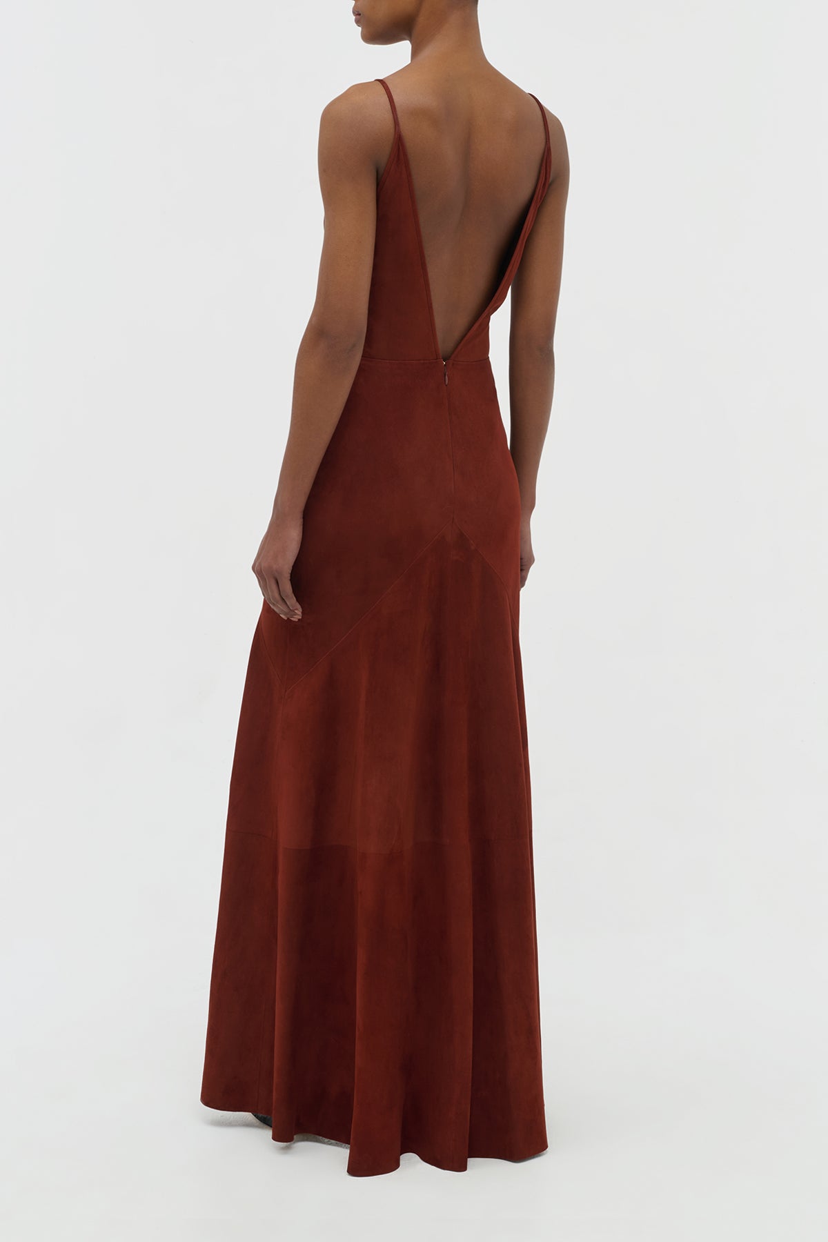 Brigita Slip Dress in Burnt Sienna Suede