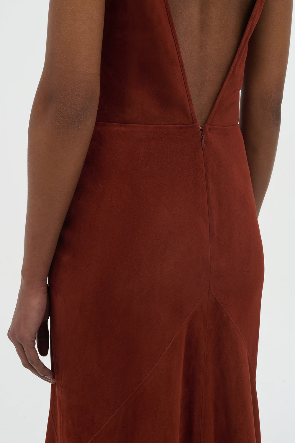 Brigita Slip Dress in Burnt Sienna Suede
