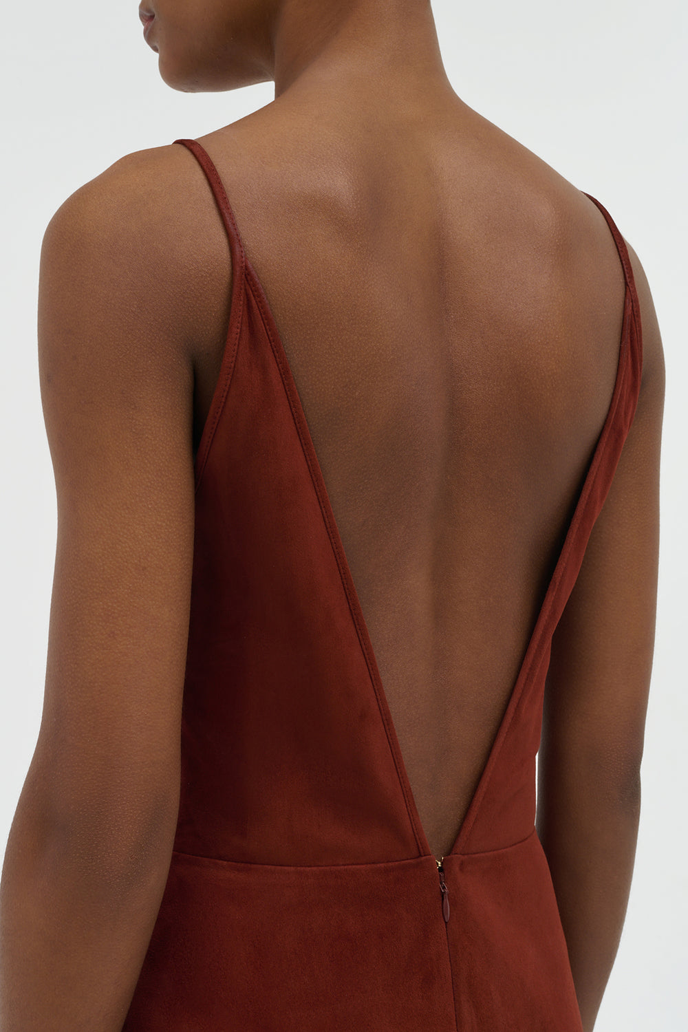 Brigita Slip Dress in Burnt Sienna Suede